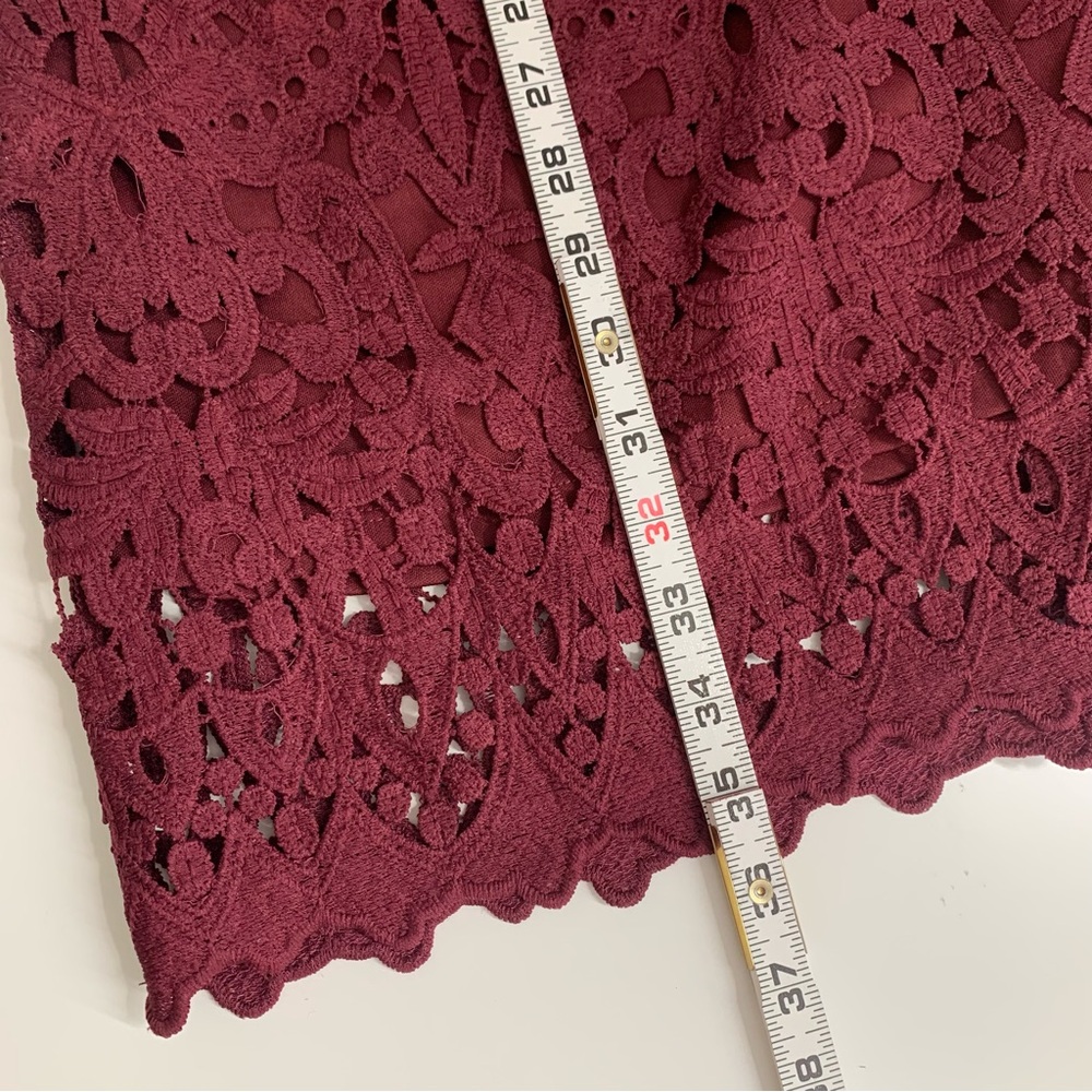 Altard' State Burgundy Eyelet Lace Fit & Flare Dress Size Medium Sleeveless - Picture 6 of 11